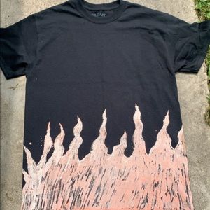 Bleach painted flame tee